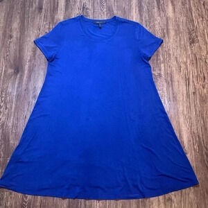 BCBGMaxAzria Anneta Dress Short Sleeve Swing A-Line Blue Size Medium